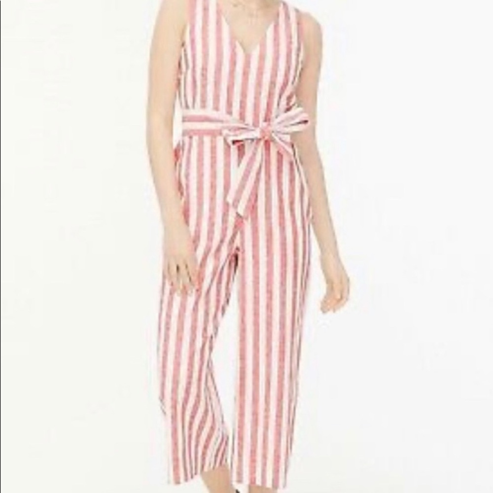 JCrew red and white striped jumpsuit